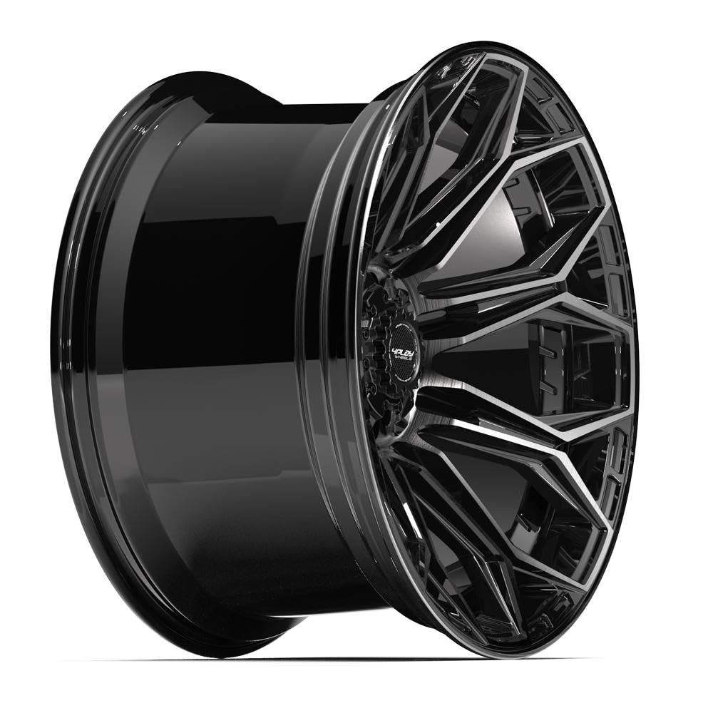 4PLAY Wheels 22 Inch Rim 4P83 Fits 6x135 & 6x139.7 22x12 Gloss Black Brushed with Tinted Clear (1)
