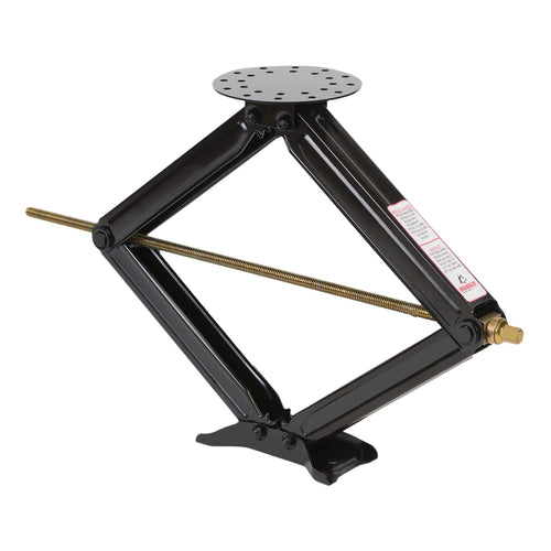 Leveling Jack Husky Towing 88124 for RV Frame - Manual Scissor Jack with Round Support Plate, 5000 lb Capacity, 30 Inch Max Lift, Black Powder Coated Steel, Set of 2 with Crank Handle