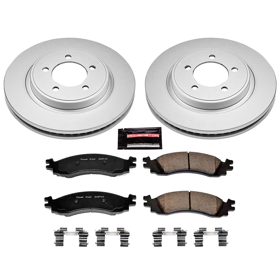 Power Stop Coated Brake Rotor & CRK1441 Ceramic Brake Pads- front For Ford Explorer 2006-2010, Ford Explorer Sport Trac 2007-2010, Mercury Mountaineer 2006-2010 [Model Specific]