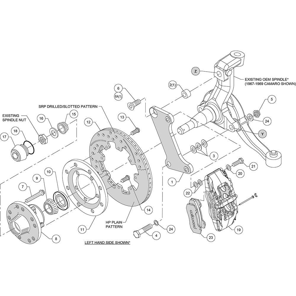 Front Hub Kit, DP6A 12.19", Drilled, Red