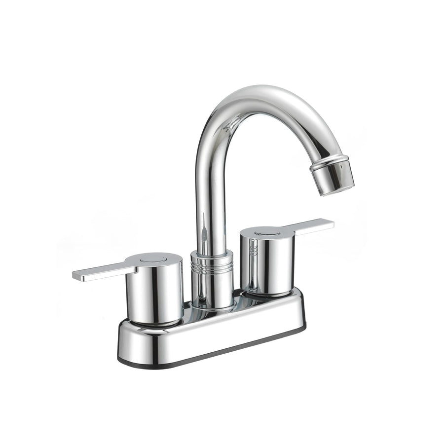 Dura Faucet Modern (DF-PB155M-CP) RV Bathroom Faucet with Dual Levers – Chrome Polished 4-Inch Center Set, High-Arc Spout, Easy 2-Hole Installation – Lightweight, Lead-Free, and Washerless Design