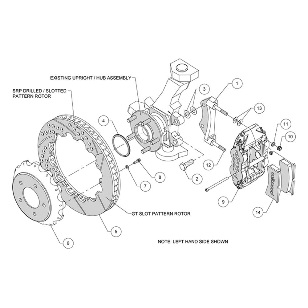 Front Hat Kit FNSL6R, 12.88", Drilled, Red