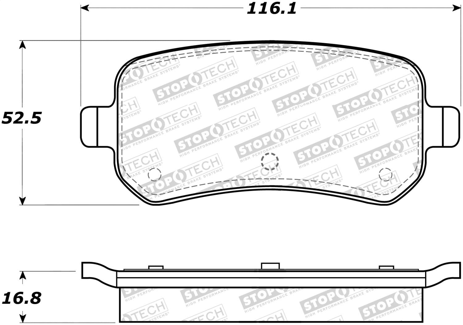 Rear StopTech 308.10210 Brake Pads with Shims and Hardware