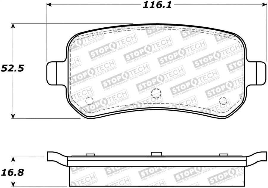 Rear StopTech 308.10210 Brake Pads with Shims and Hardware