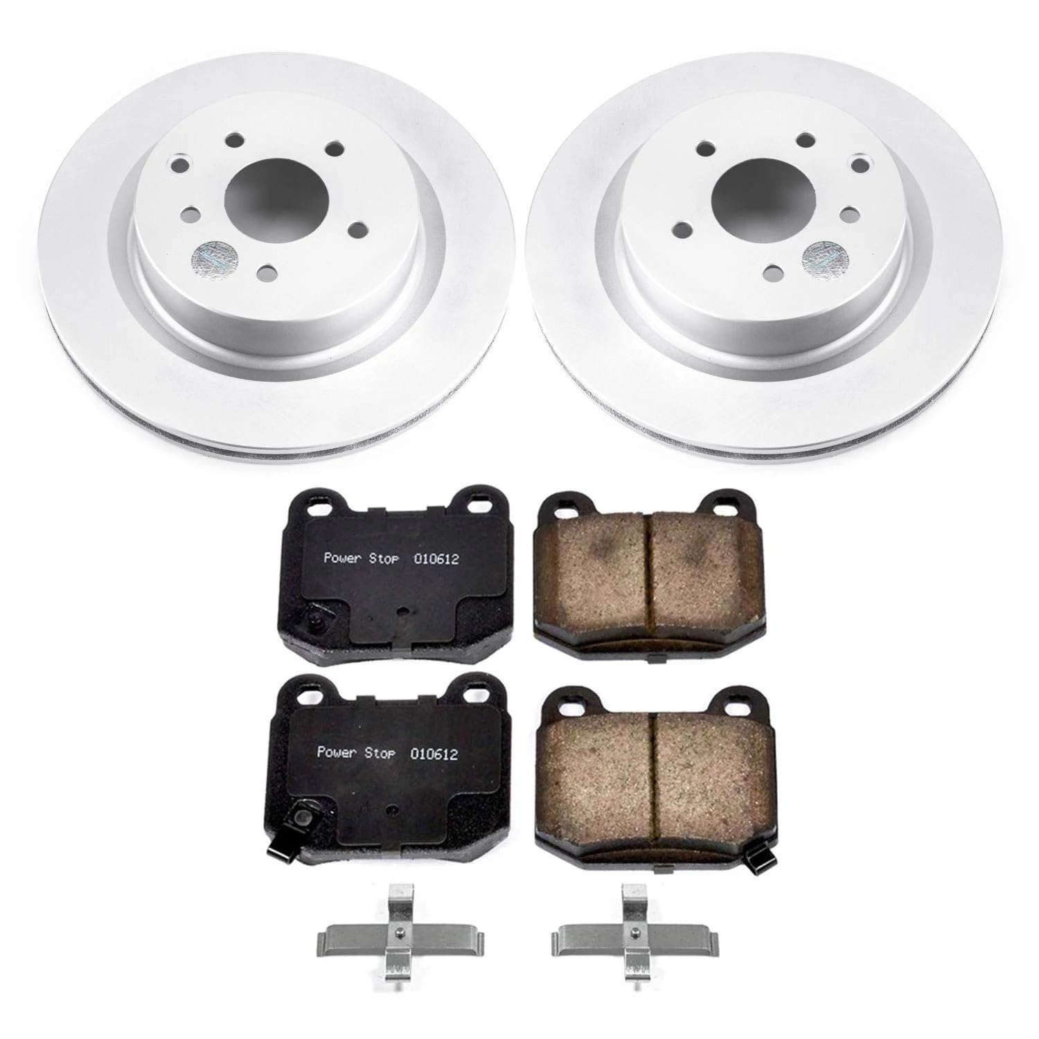 Power Stop CRK5303 Brake Rotors and Z17 Rear Ceramic Pads Kit For INFINITI G35 2003-2004, Nissan 350Z 2003-2008 [Model Specific]