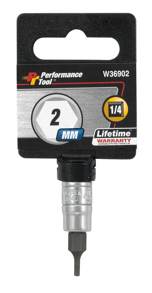 1/4 Drive Performance Tool Hex Bit Socket, W36902 Chrome 2mm
