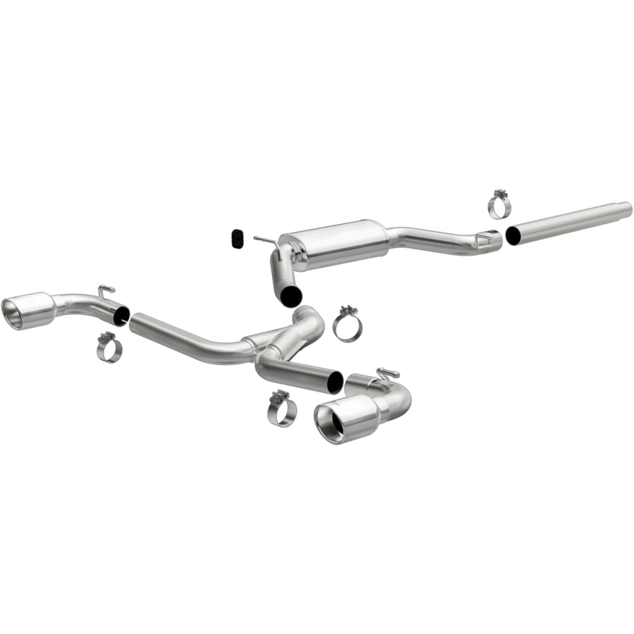 Cat-Back MagnaFlow Performance Exhaust System 19435 - Touring Series, Stainless Steel 3in Main Piping, Dual Split Rear Exit, Polished Finish 4in Exhaust Tip - GTI Exhaust Kit