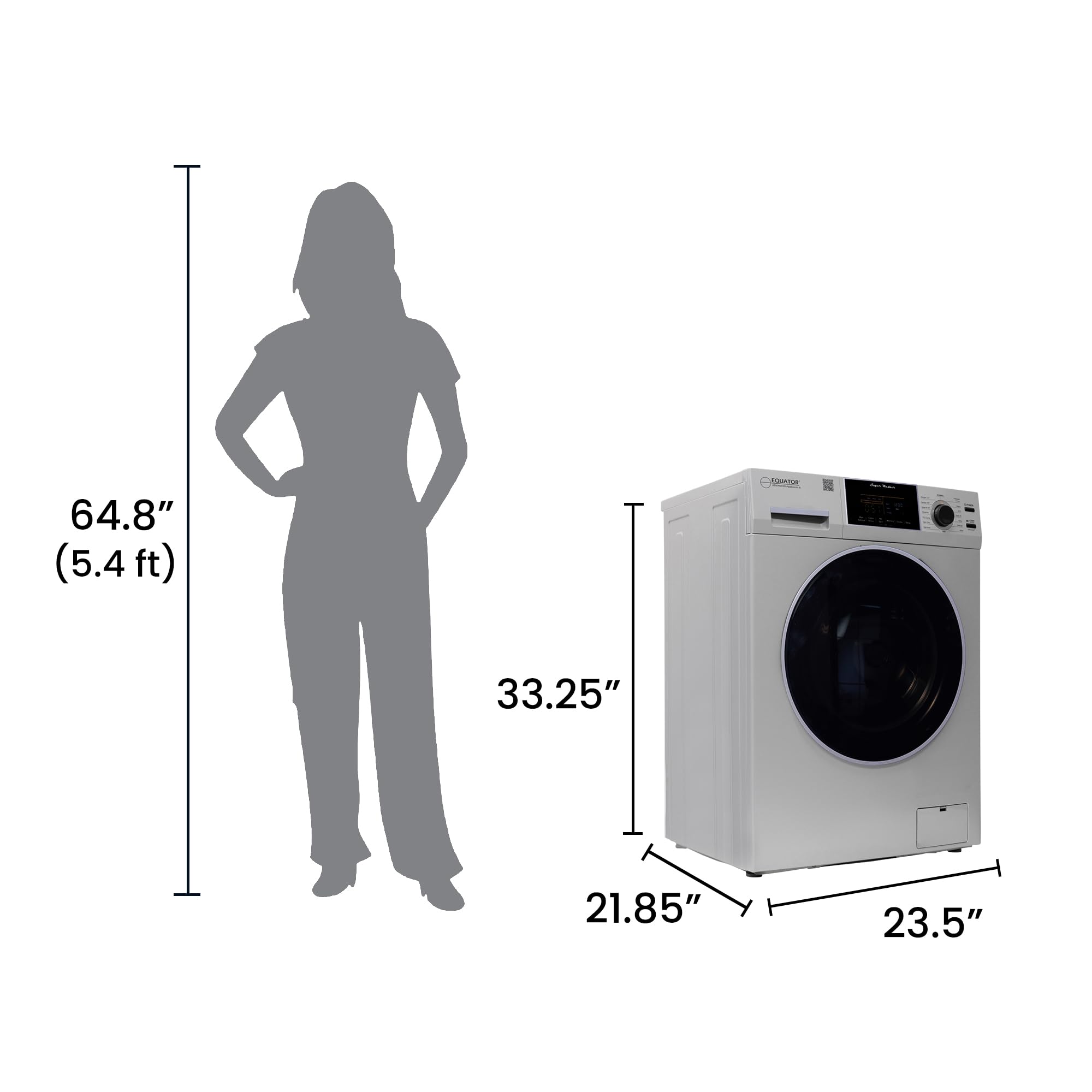 Compact Equator Washer 1.6cf/15lbs PET CYCLE 15 Programs 110V in Silver