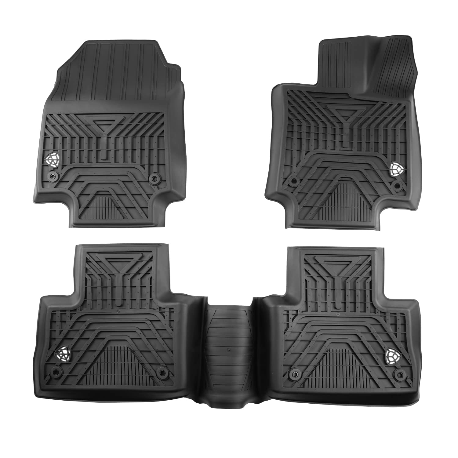 All-Weather Spec-D Tuning Black Injection-Molded TPE Front + Rear Floor Mats Compatible with 2019-2022 Toyota RAV4, 3PC