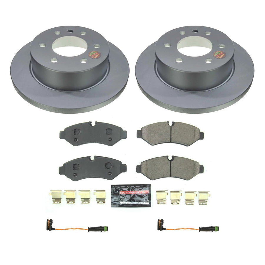 Power Stop CRK8656 Rear Brake Rotor and Pad Kit Geomet Coated and 2 Rear Sensor Wires For Freightliner Sprinter 1500, Freightliner Sprinter 2500, Sprinter 1500, Sprinter 2500 [Model Specific]