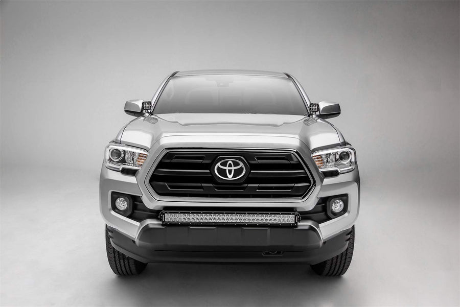 ZROADZ Black Front Bumper 2018-2022 Toyota Tacoma Front Bumper Center LED Kit with (1) 30 Inch LED Straight Double Row Light Bar - PN #Z329511-KIT-D