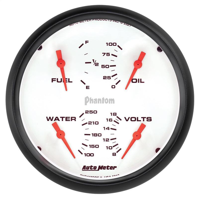 Gauge Auto Meter 5819, Quad, 5", 0Ωe-90Ωf, Elec, Phantom