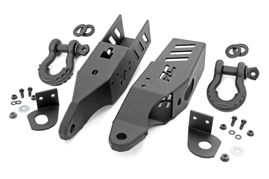 Tow Hook Shackle Mount Kit Rough Country for Ford Bronco (2021-2025) - Mounting Brackets, D-Rings & Rubber Isolators