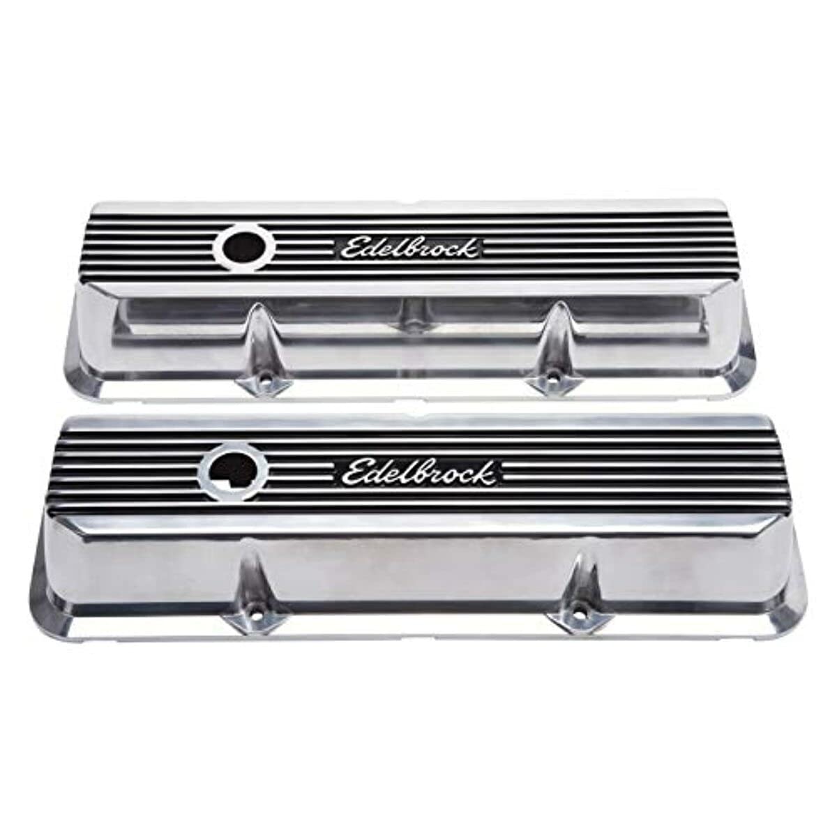 Elite II Series Edelbrock Valve Cover Polished Raised Fins 3.55 in. Overall Height