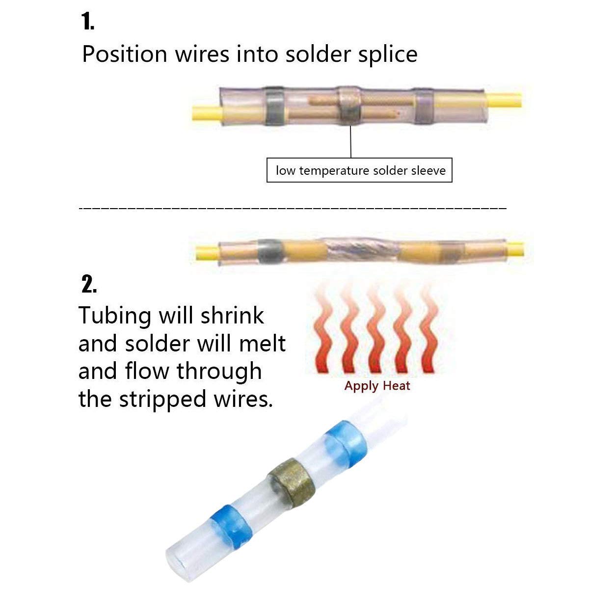 Metra Install Bay - Butt Connector Heat Shrink W/Solder 16/14 Ga - 10Pk (SHSBBC), Heat Shrink Butt Connectors