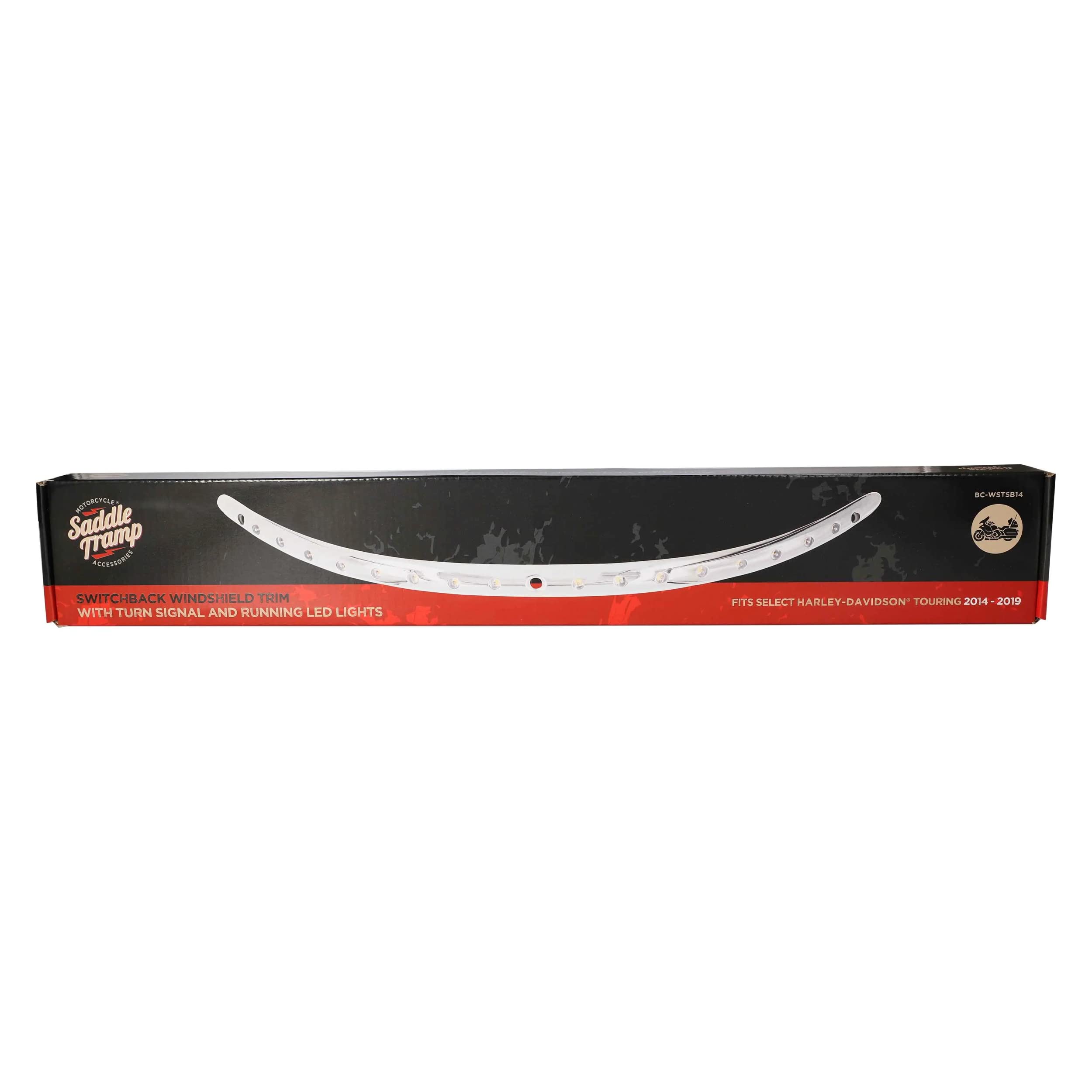 Windshield Trim Saddle Tramp - with Integrated sequential Amber Turn Signals, LED Turn Signals (BC-WSTSB14)