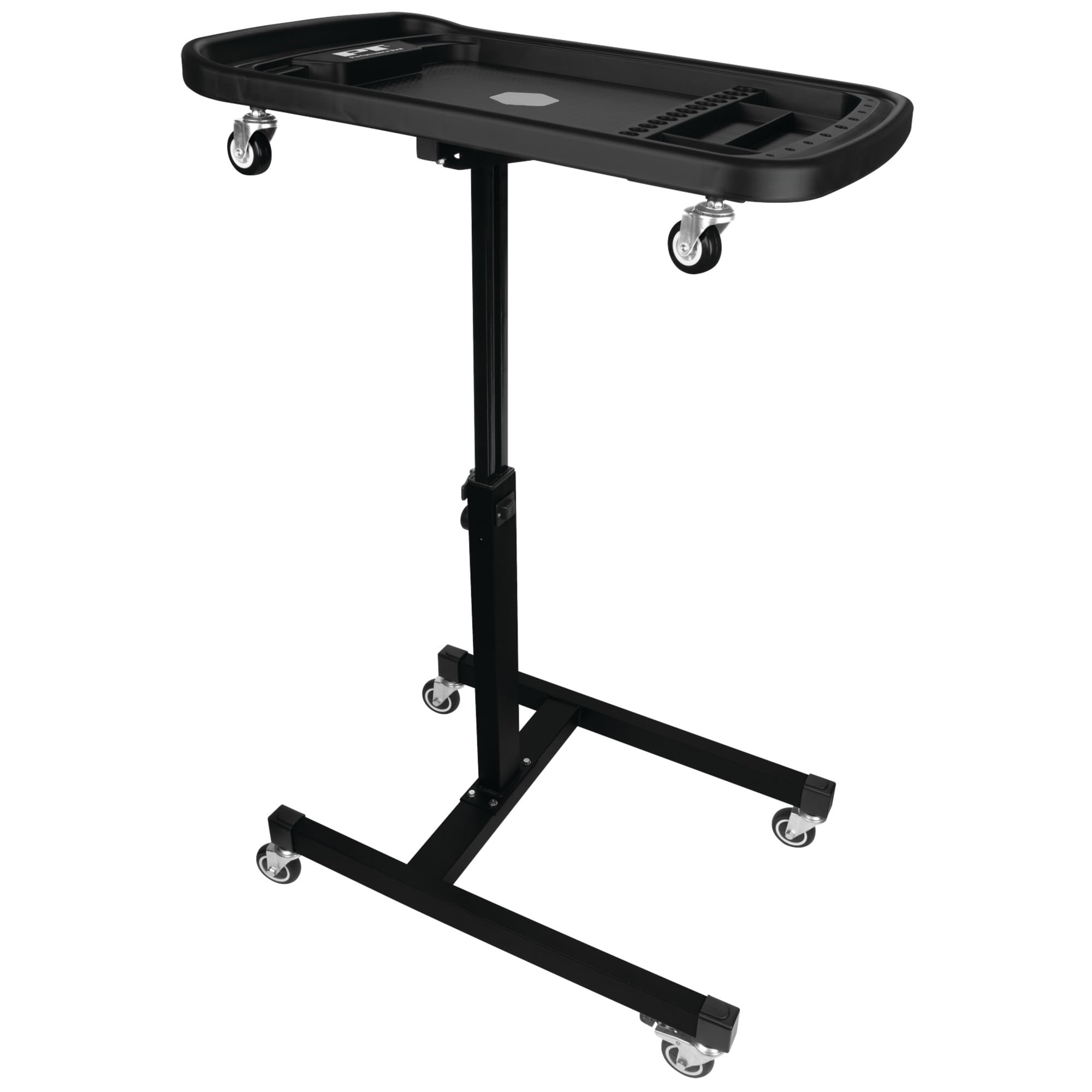 W85039 Performance Tool 2-in-1 Adjustable Mobile Tool Table - Swivel Casters, Removable Magnetic Tool Tray, Steel, Black
