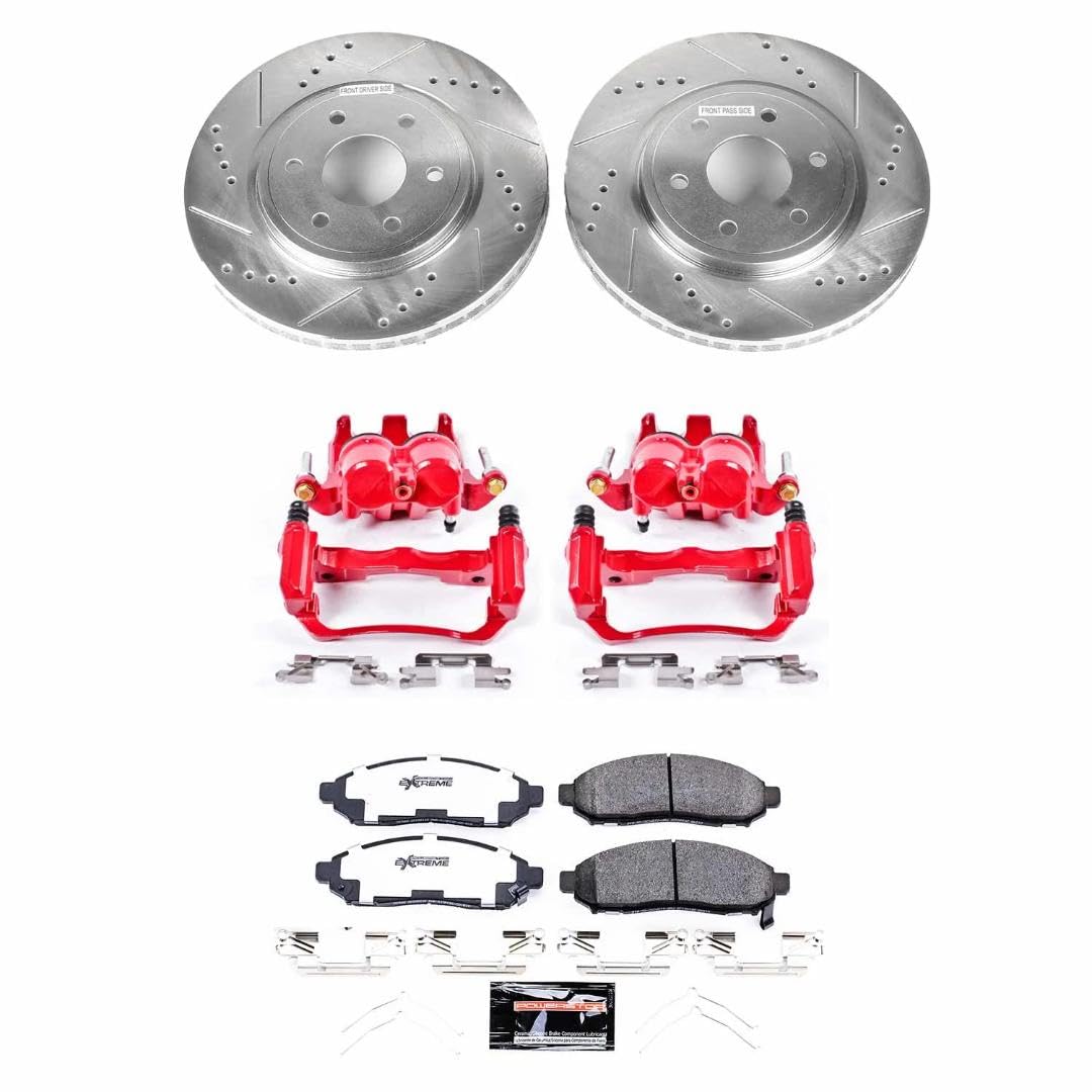 Power Stop Z36 Truck & Tow KC8325-36 Front Caliper Kit-Rotors, Carbon Ceramic Brake Pads, Calipers For Nissan Frontier 2016-2022 [Model Specific]