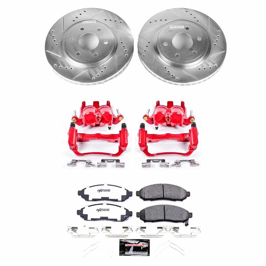 Power Stop Z36 Truck & Tow KC8325-36 Front Caliper Kit-Rotors, Carbon Ceramic Brake Pads, Calipers For Nissan Frontier 2016-2022 [Model Specific]