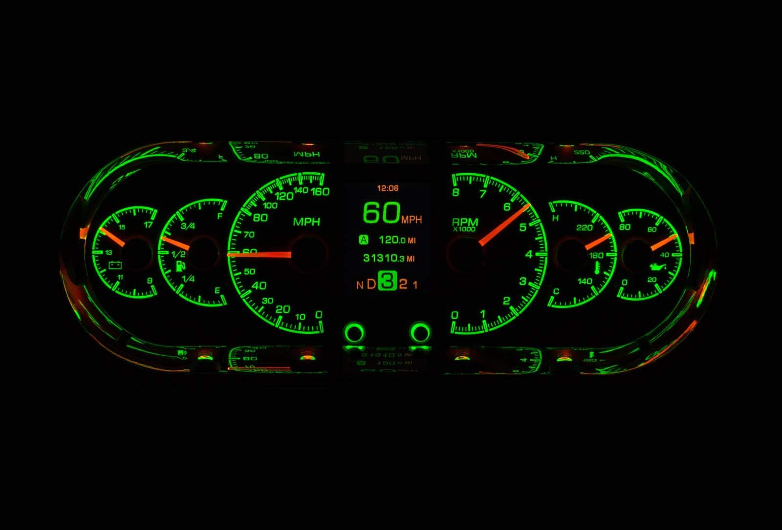 Dakota Digital Oval Universal Analog Gauges System Kit Black HDX-2018-K