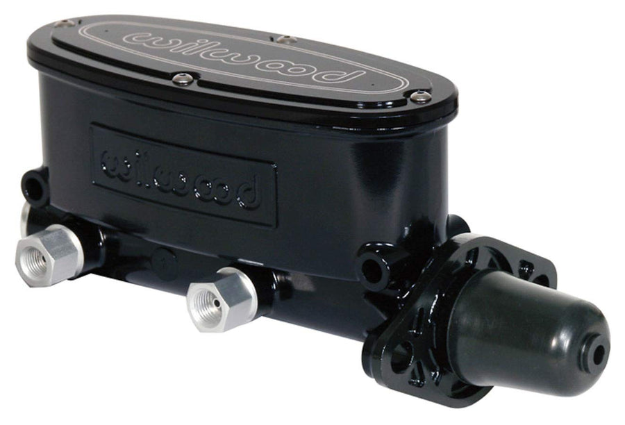 Wilwood Tandem Master Cylinder, 1 in Bore, 1.100 in Stroke, Integral Reservoir, Aluminum, Black Paint, Kit (260-8555-BK)