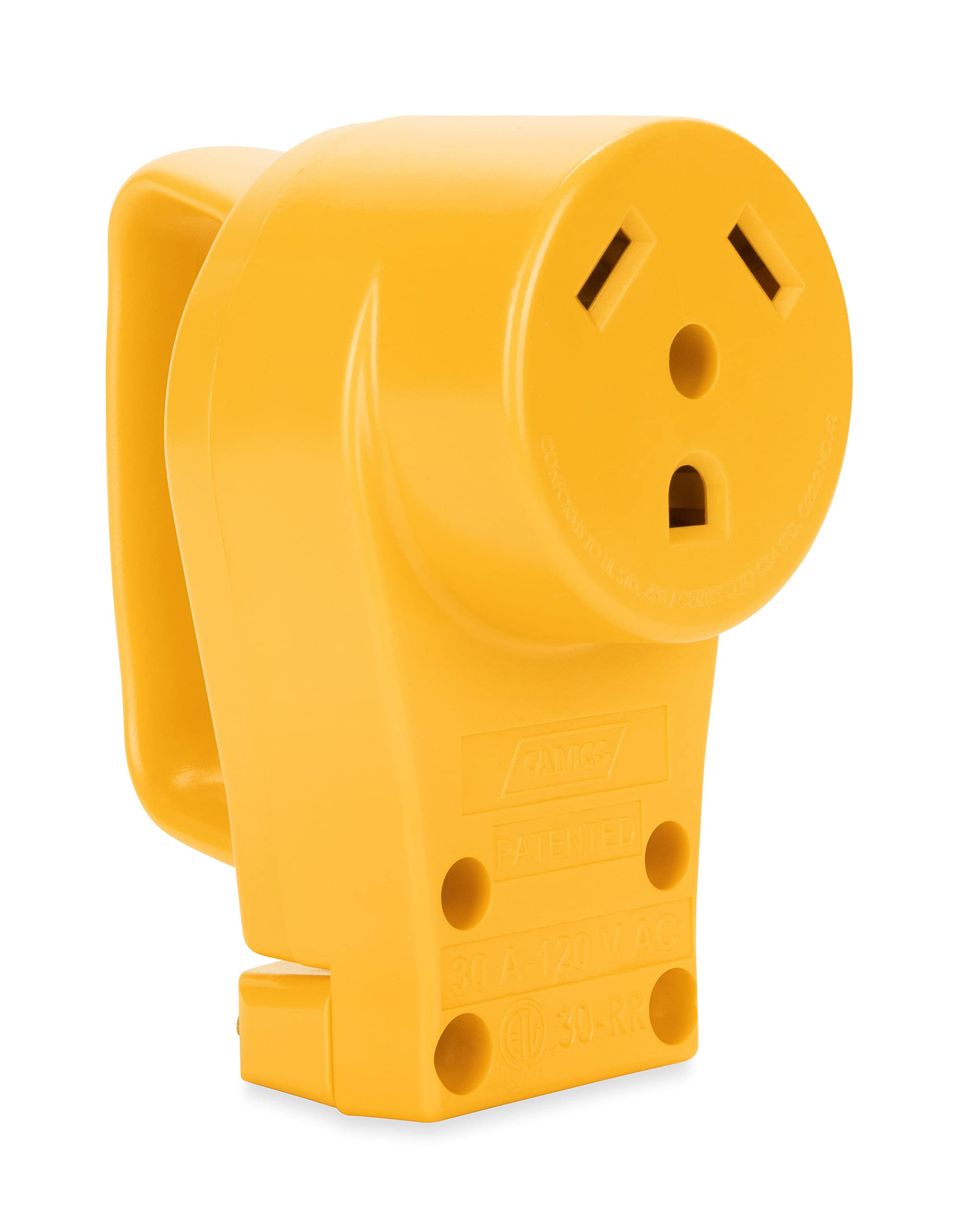Camco 30-Amp Power Grip Female Replacement Receptacle/RV - Features Power Grip Handle (55343)