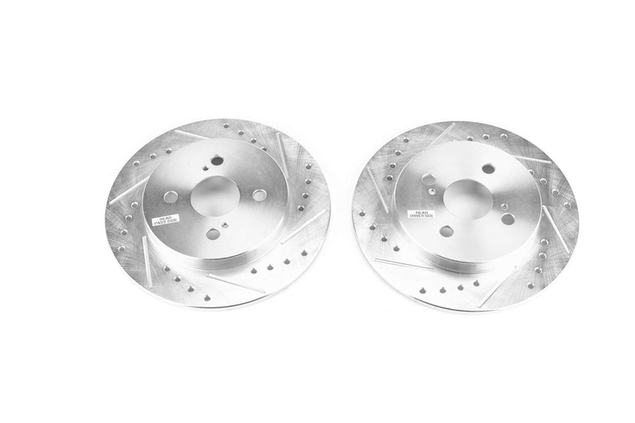Power Stop Drilled and Slotted JBR1547XPR Rear Brake Rotor Pair For Toyota Yaris 2012-2018 [Model Specific]