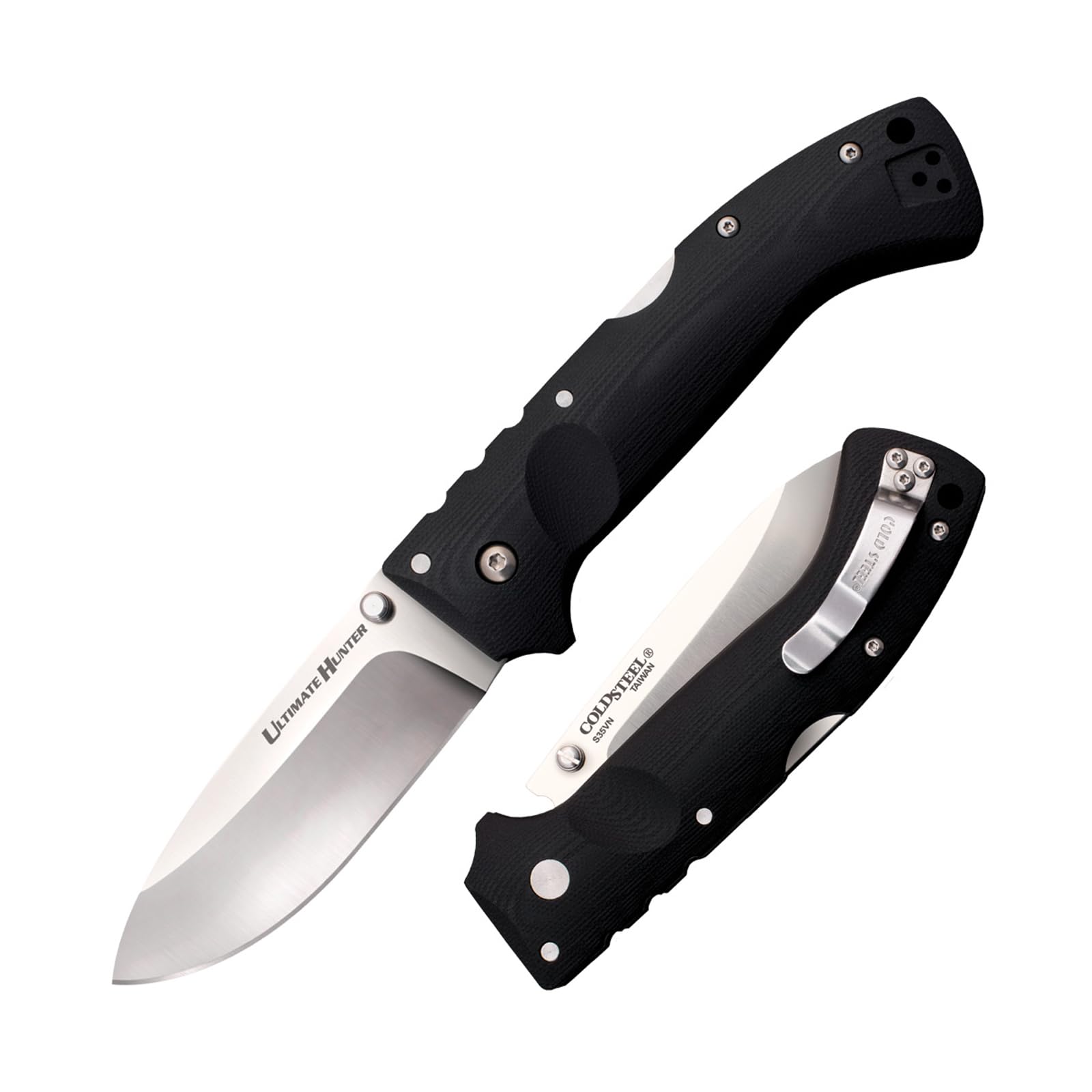 Cold Steel 3.5" Ultimate Hunter S35VN Razor-Sharp Blade 5" G-10 Easy-to-Grip Orange Handle Hunting Folding Knife with Tri-Ad Locking Mechanism