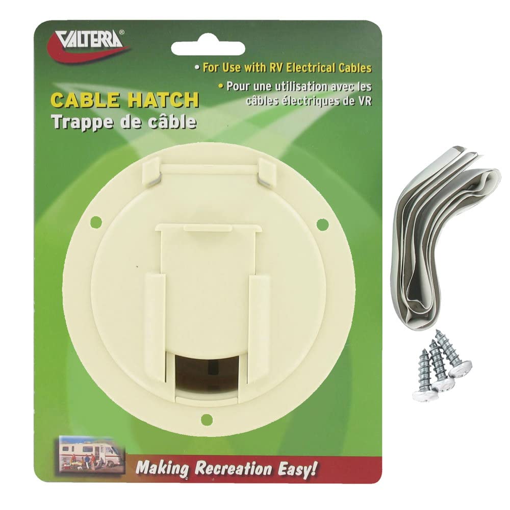 Medium Round Valterra A10-2138VP Colonial White Cable Hatch