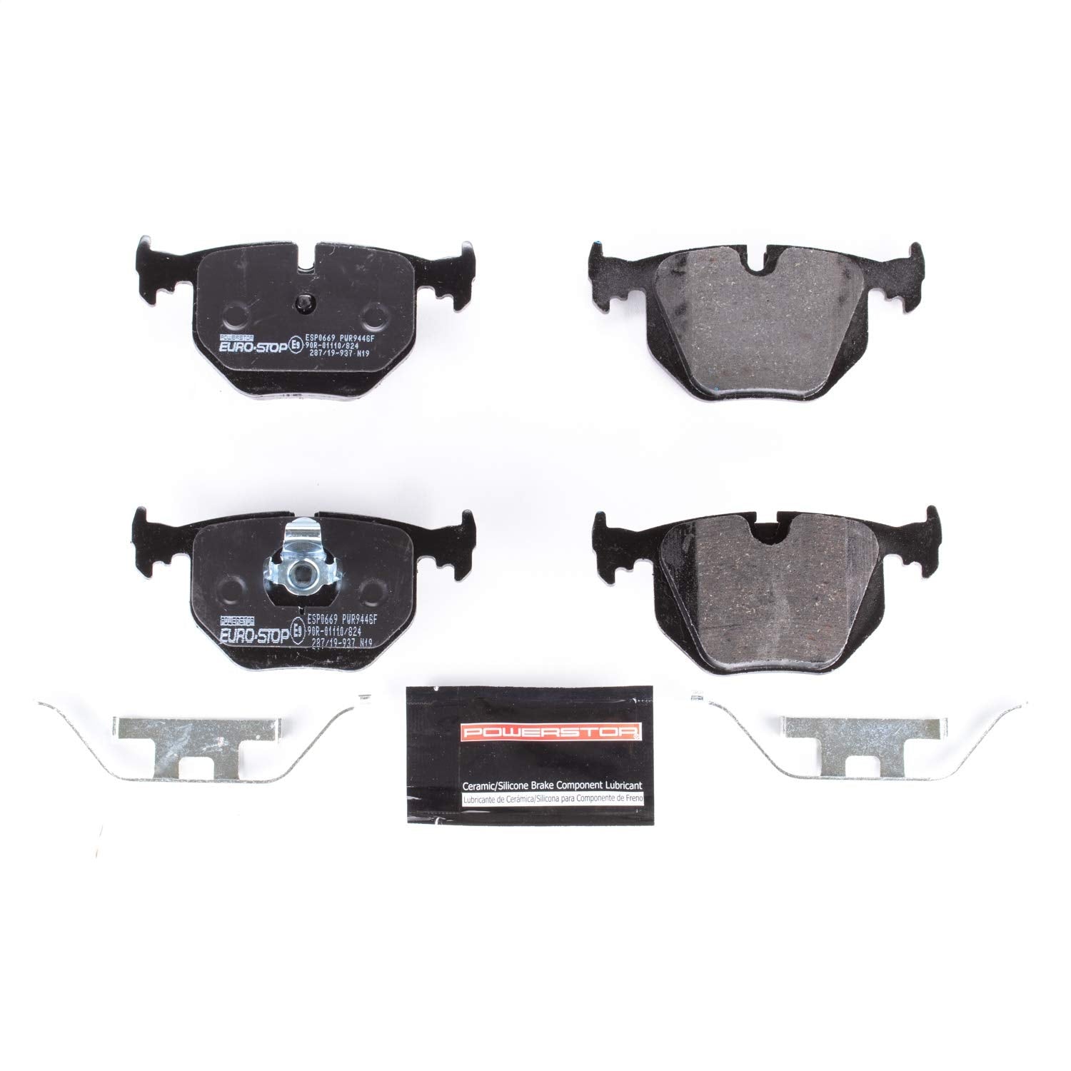 Power Stop Euro-Stop ESP0669 Rear Ceramic Brake Pads ECE-R90