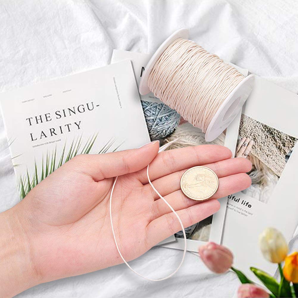 100 Yards JEWELEADER Waxed Cord Cotton, Waxed Cotton Thread 1mm Waxed Beading String Cord for Jewelry Bracelet Making Macrame Crafting DIY Leather - Light Goldenrod Yellow
