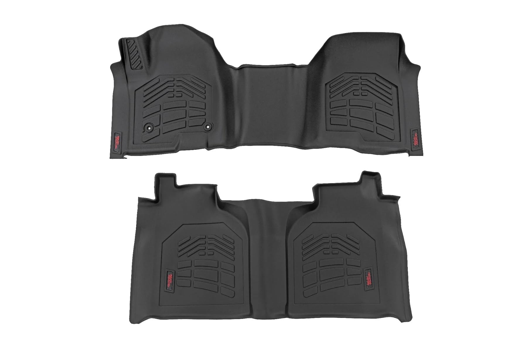 Sure-Fit Rough Country Floor Mats for Chevy Silverado & GMC Sierra 1500/2500HD/3500HD (2019-2025) Bench Seat - Waterproof, Non-Slip Flexible Floor Mat, Front & Rear Set