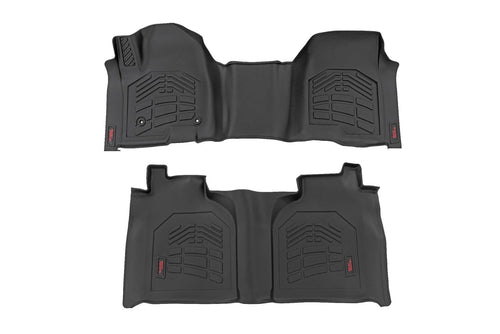 Sure-Fit Rough Country Floor Mats for Chevy Silverado & GMC Sierra 1500/2500HD/3500HD (2019-2025) Bench Seat - Waterproof, Non-Slip Flexible Floor Mat, Front & Rear Set