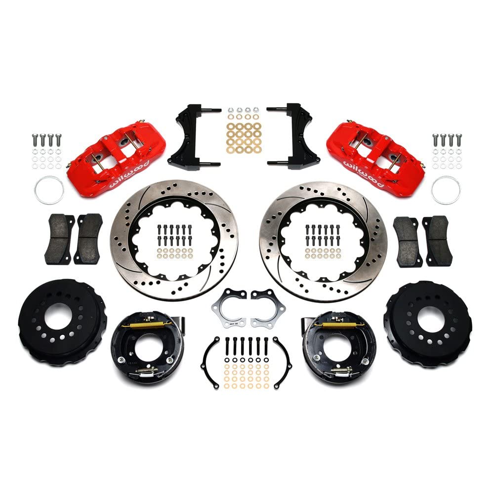 WILWOOD Rear P-Brk Kit,140-10950-DR 14.00", Drill, Red W4A 2005 & Up Mustang