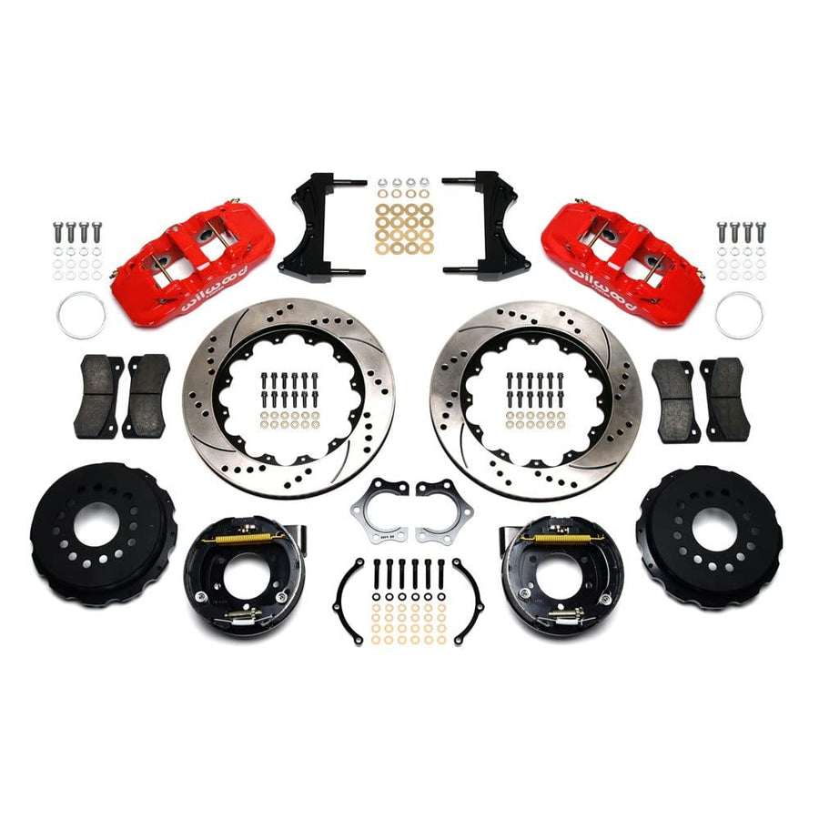 WILWOOD Rear P-Brk Kit,140-10950-DR 14.00", Drill, Red W4A 2005 & Up Mustang
