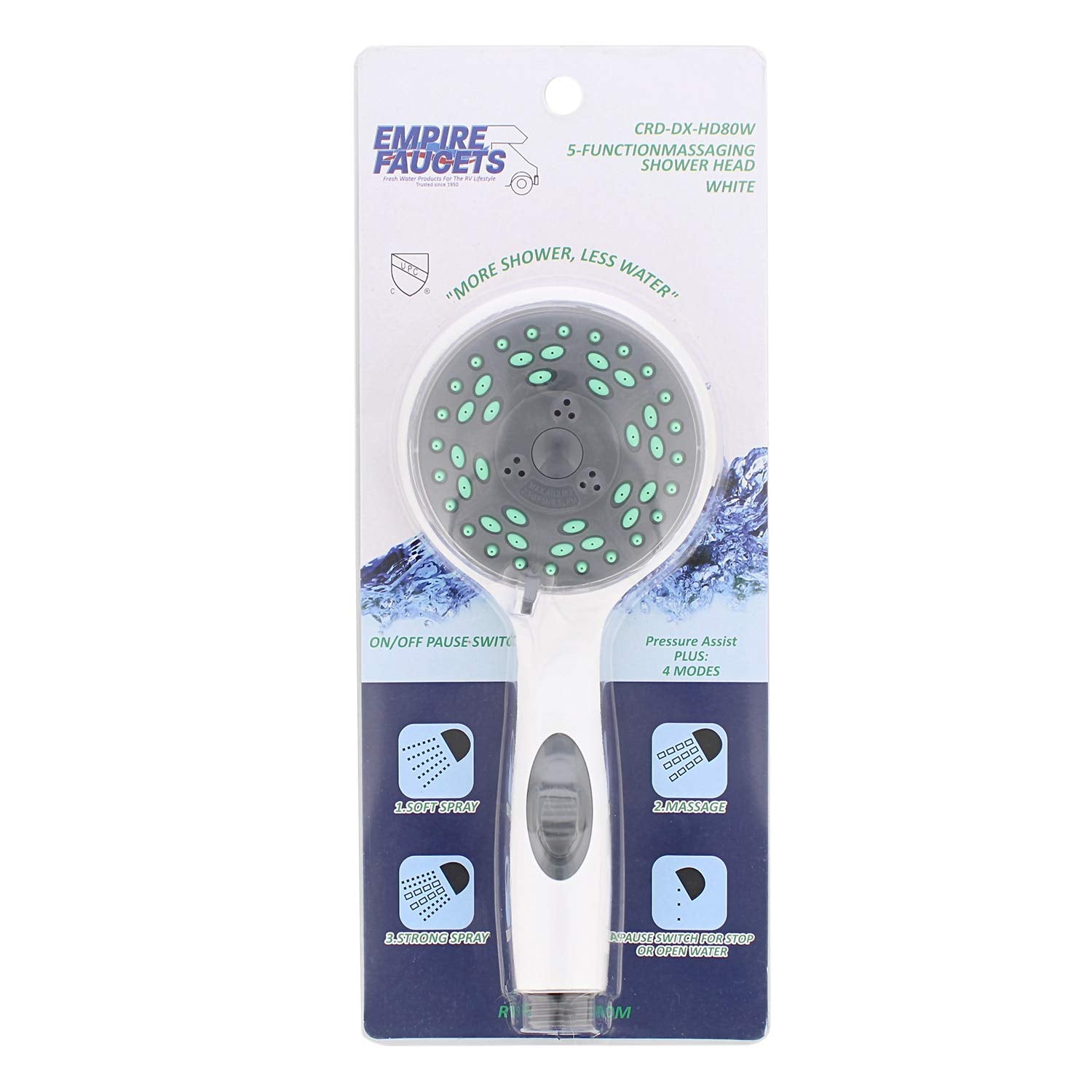 Shower Heads Empire Faucets with Handheld Spray - Shower Head Hand Held Shower Head, Water Saver Shower Head, White