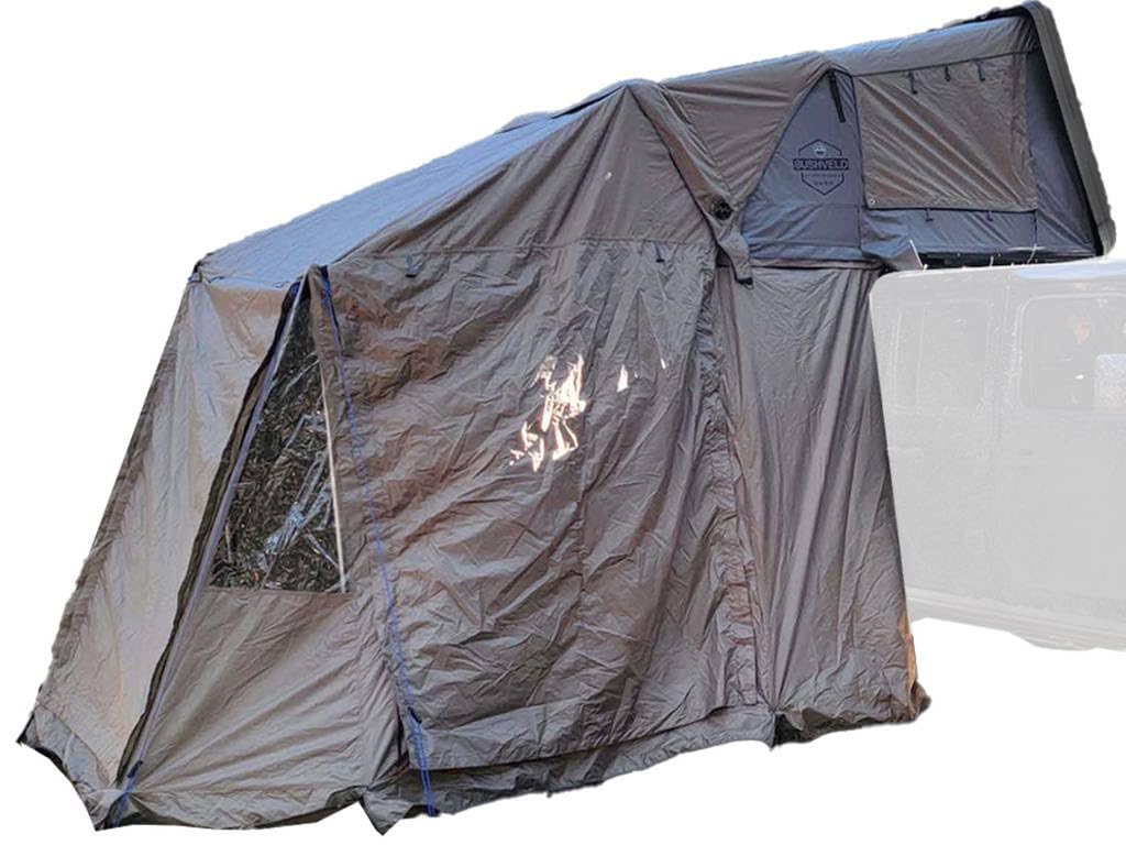 HD Bushveld 2 - Overland Vehicle Systems Awning Extension, Green Body & Grey Trim