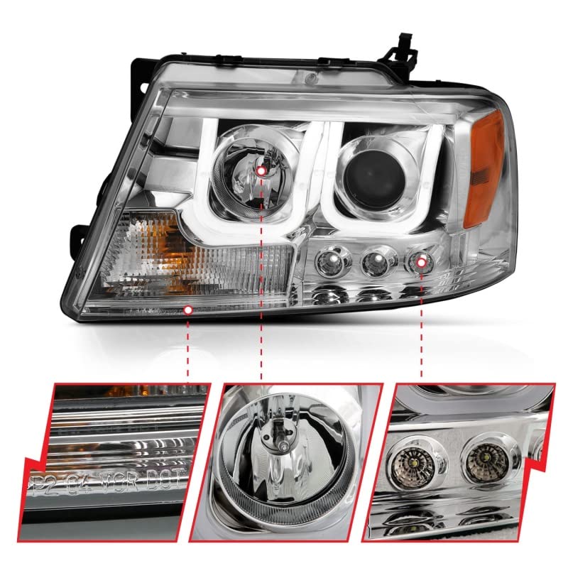 Projector Headlight Set ANZO USA w/U-Bar Halo-Chrome
