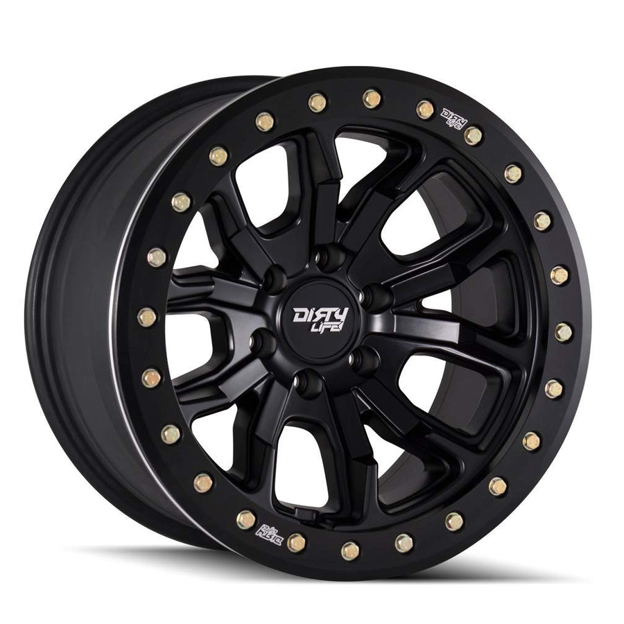 17x9 DT-1, Bolt Pattern: 8x170/, Offset: -12, MATTE BLACK W/SIMULATED RING, set of 1