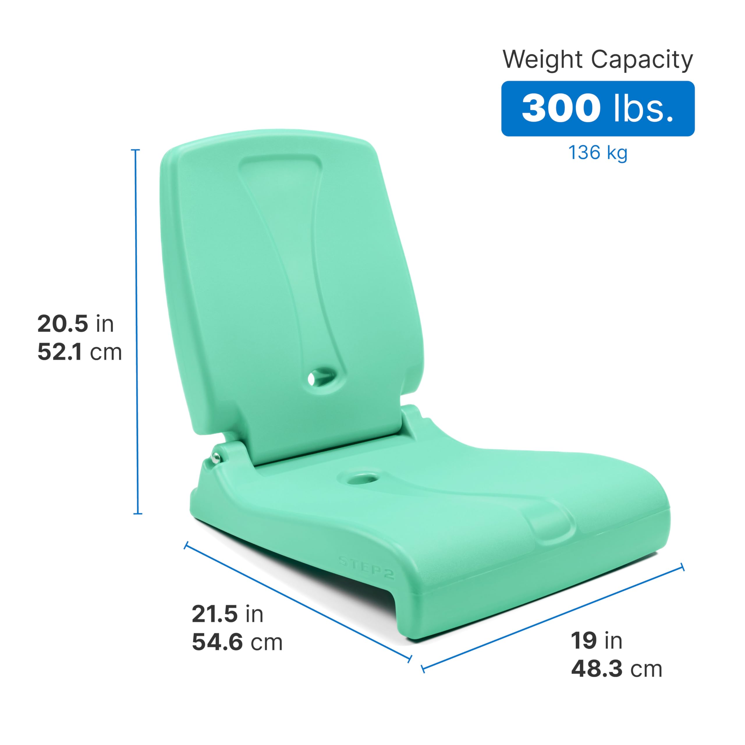 Step2 Flip Seat Folding, Lightweight Portable Outdoor Chair for Poolside, Camping, Beach, Boats, Tailgates, Durable Ground Chair with Back Support for Adults, Mint