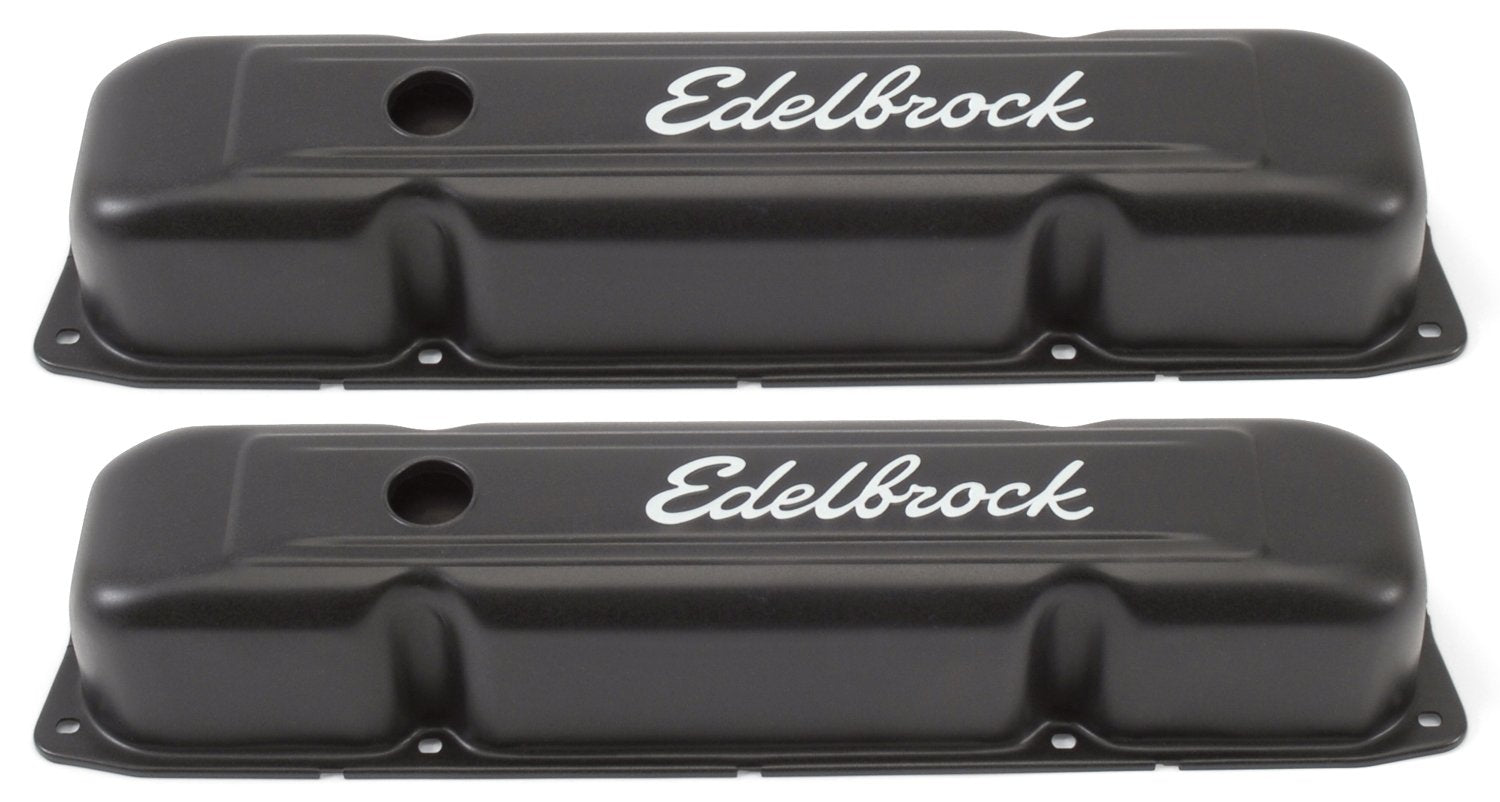 Edelbrock Signature Series 4493 Valve Cover Chrysler 361-440 Low Profile Chrome w/Black Finish, One Size