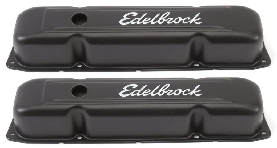 Edelbrock Signature Series 4493 Valve Cover Chrysler 361-440 Low Profile Chrome w/Black Finish, One Size
