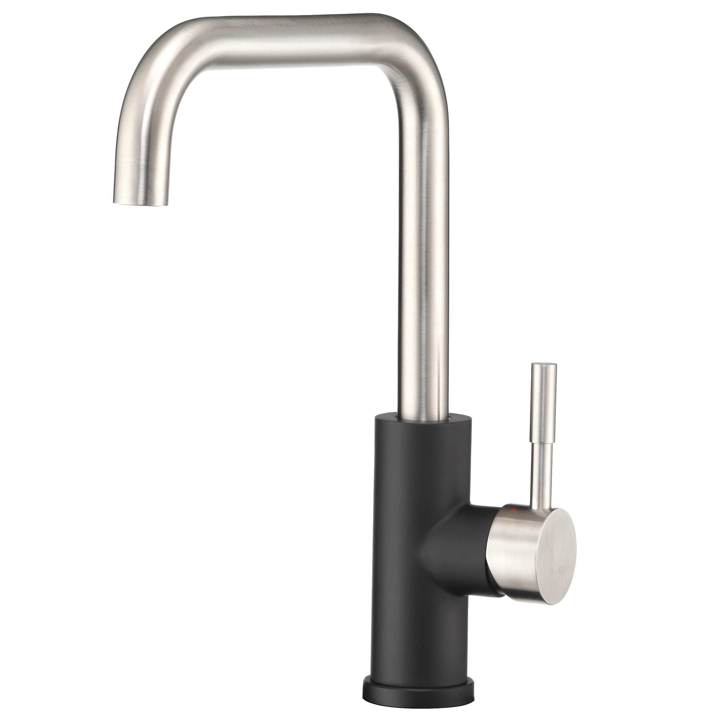 Dura Faucet Squared-Arc RV Single Handle Kitchen Sink Faucet - Optional Deck Plate (Matte Black/Brushed Satin Nickel)