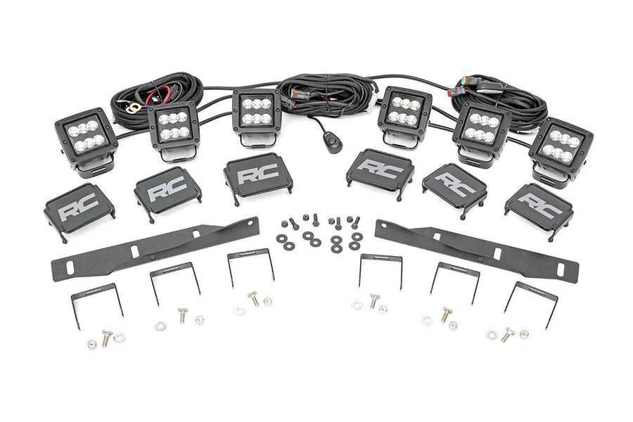 Black Series Rough Country Triple LED Fog Light Kit for 17-21 Raptor - 70700