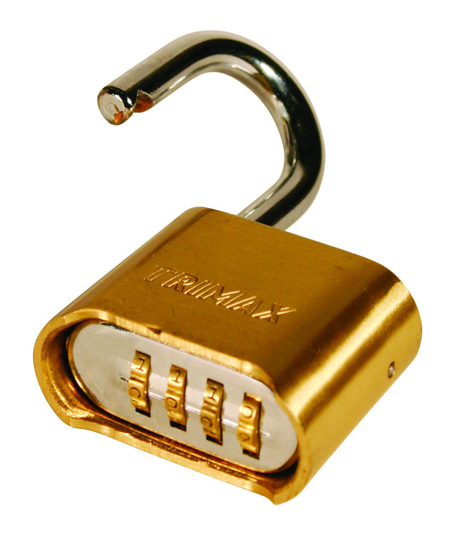 Trimax Resettable Combination Solid Brass 2" Body with 2-1/4" X 5/16" (8Mm) Schackle TPC225, Blister Packaging
