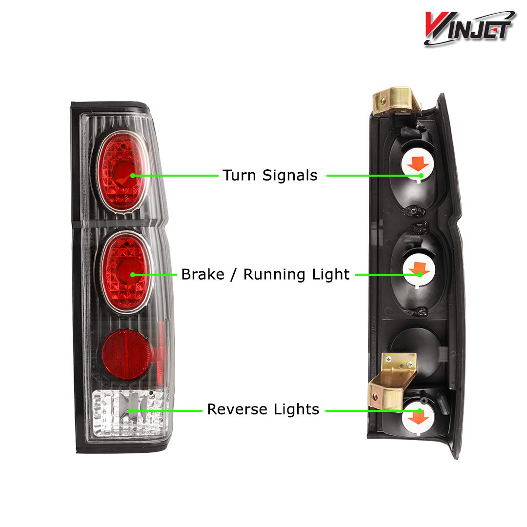 Winjet Tail Lights for Nissan 1986-1994 Hardbody D21 SE / 1986-1989 1994 XE, SE 1995-1997 Pickup XE Lamp Taillights Assembly Driver and Passenger Side (Matte Black Housing/Clear Lens)