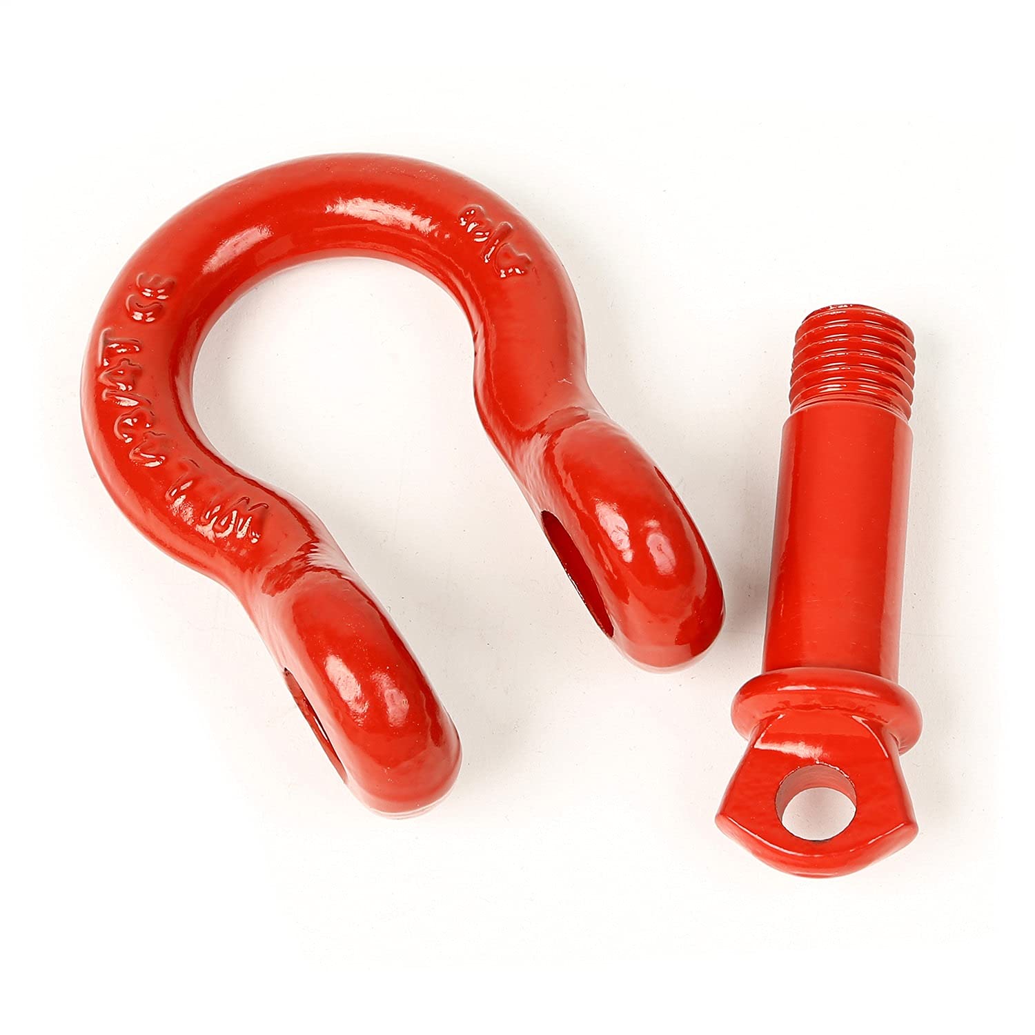 D-Ring Shackle Kit, Rugged Ridge, 3/4 inch, Red, Steel, Pair | 11235.08