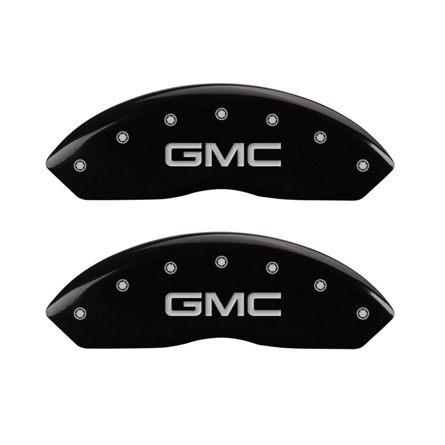 MGP Caliper Covers 'GMC' Engraved Black Powder Coat Finish 34209SGMCBK with Silver Characters, (Set of 4)