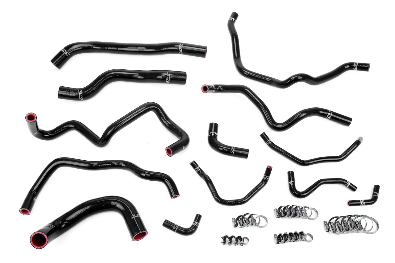 3-ply HPS Black Reinforced Silicone Radiator + Heater Coolant Hose Kit 57-2004-BLK
