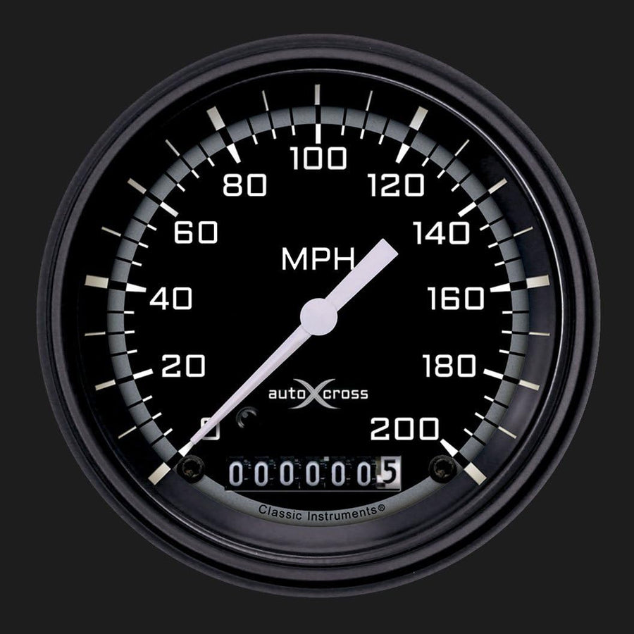 AX57GBLF Classic Instruments Gray 3-3/8-Inch Speedometer Autocross